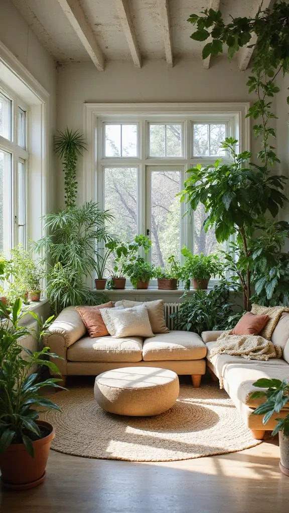 48 Green Walls Living Room Styles That Feel Fresh & Inviting - 9. Open Concept Greenery