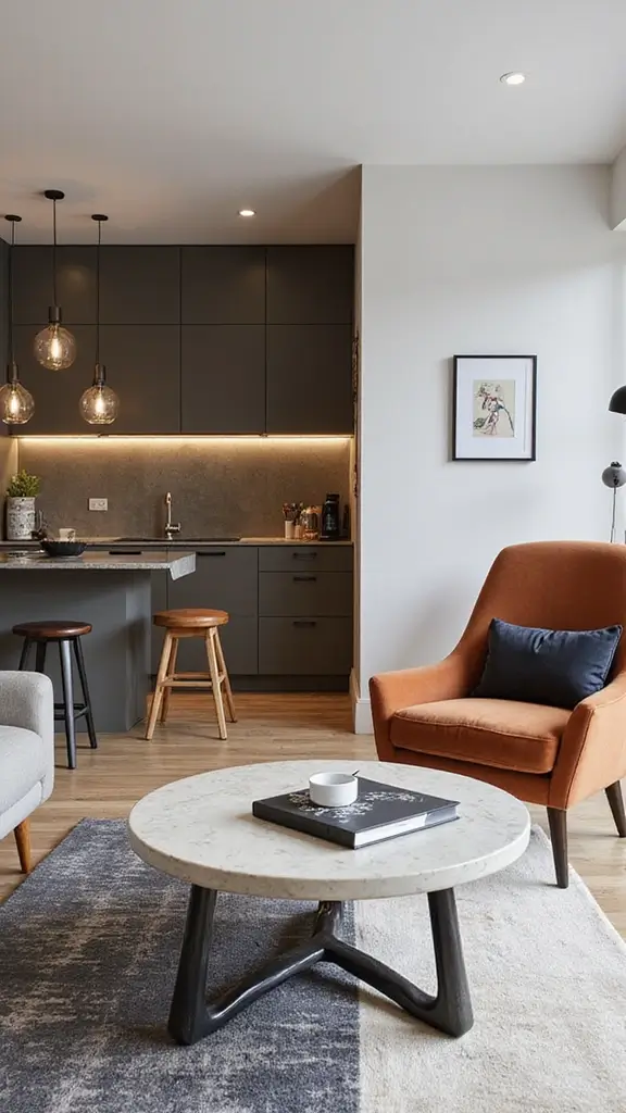 48 Home Decor Ideas Living Room and Kitchen Combos That Work - 11. Statement Furniture Pieces