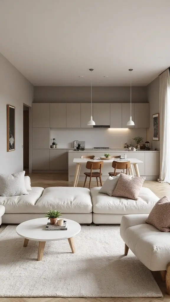48 Home Decor Ideas Living Room and Kitchen Combos That Work - 14. Minimalistic Approach
