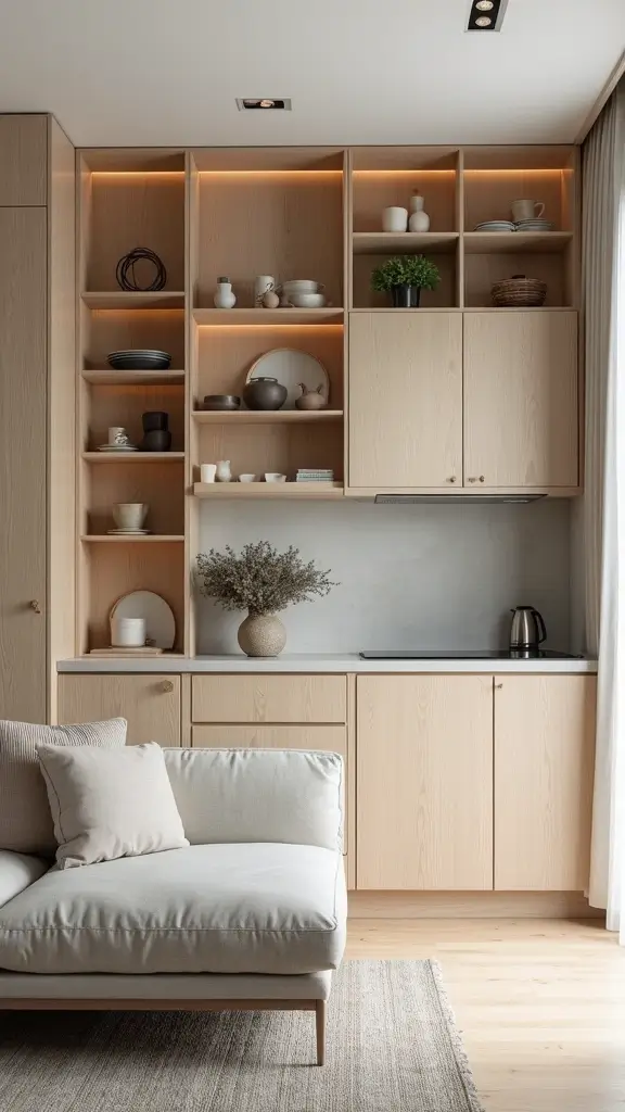 48 Home Decor Ideas Living Room and Kitchen Combos That Work - 19. Efficient Use of Vertical Space
