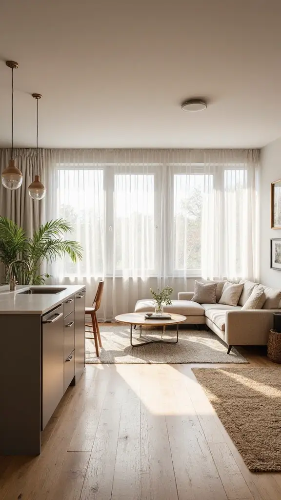 48 Home Decor Ideas Living Room and Kitchen Combos That Work - 33. Embracing Light