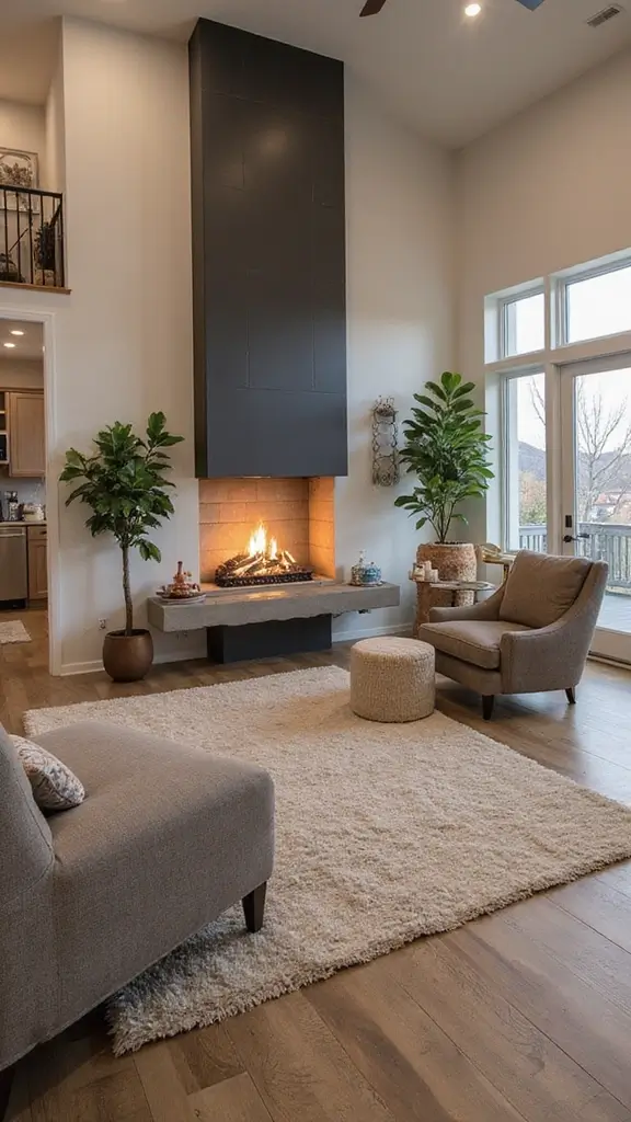 48 Home Decor Ideas Living Room and Kitchen Combos That Work - 39. Cozy Fireplaces