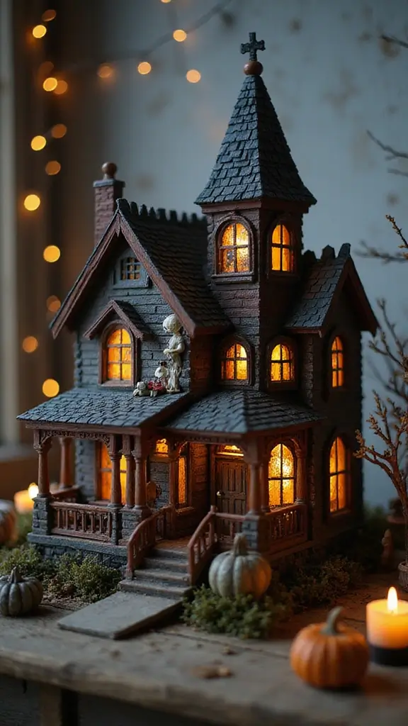 48 Indoor Halloween Decor Ideas That Set the Spooky Mood - 26. Haunted House Models