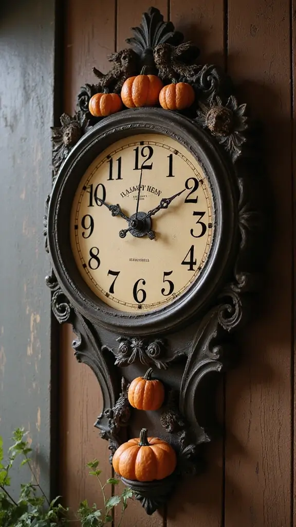 48 Indoor Halloween Decor Ideas That Set the Spooky Mood - 27. Spooky Seasonal Wall Clocks