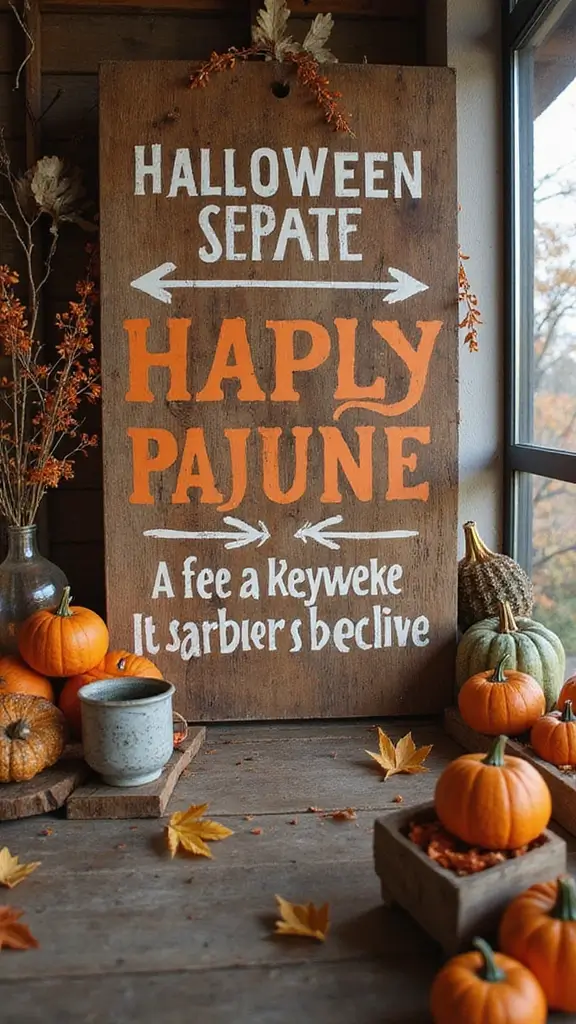 48 Indoor Halloween Decor Ideas That Set the Spooky Mood - 28. Festive Hand-painted Signs