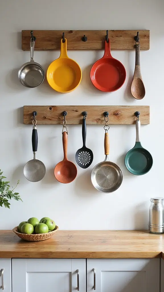 48 Kitchen Without Upper Cabinets Ideas That Feel Open - 10. Creative Wall Hooks
