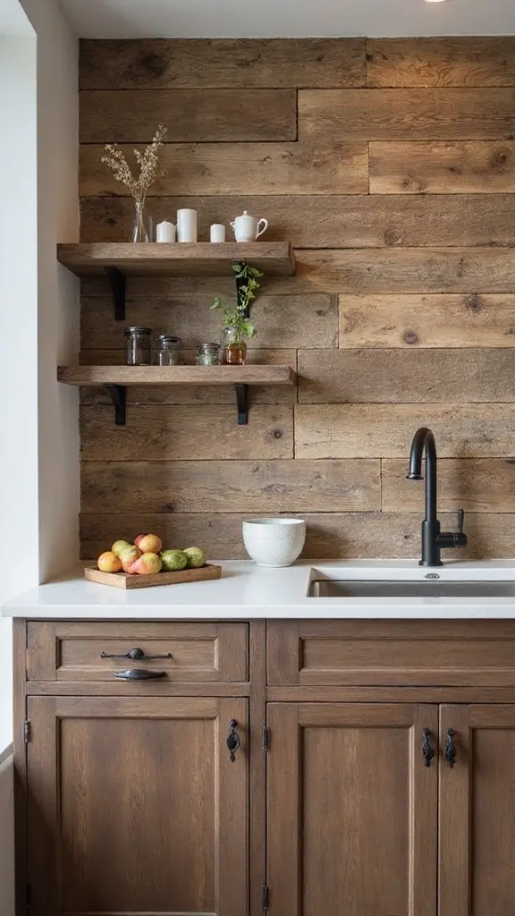 48 Kitchen Without Upper Cabinets Ideas That Feel Open - 11. Accent Wall with Textures