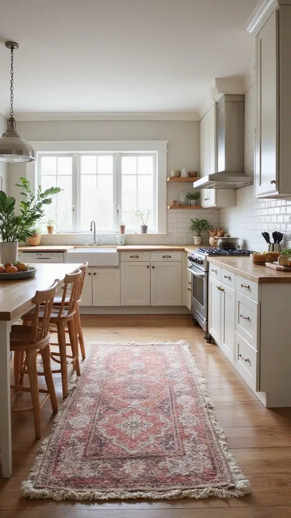 48 Kitchen Without Upper Cabinets Ideas That Feel Open - 17. Area Rugs for Warmth