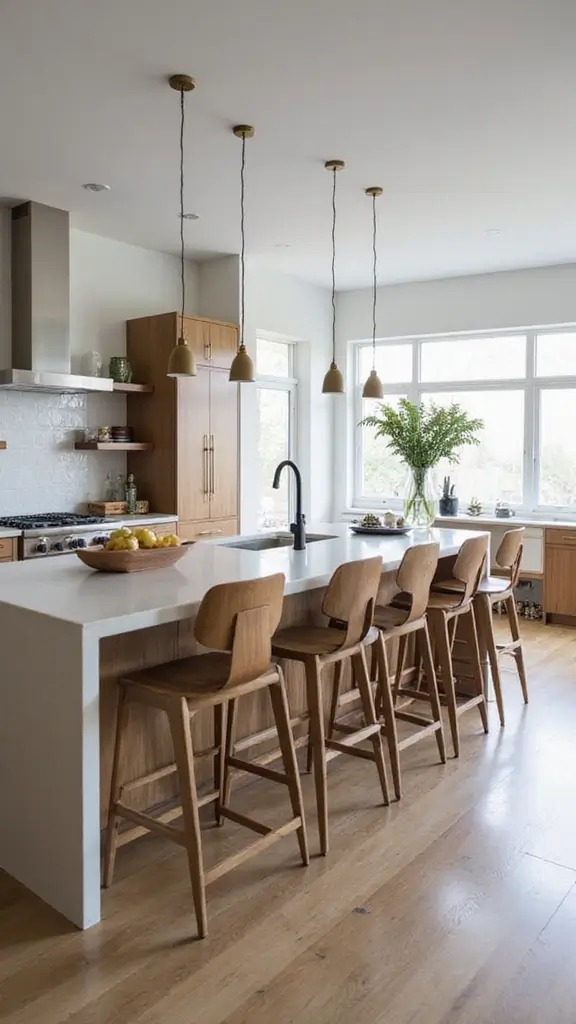 48 Kitchen Without Upper Cabinets Ideas That Feel Open - 22. Chic Bar Stools