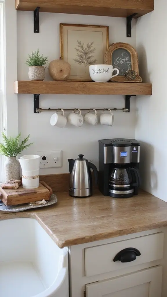 48 Kitchen Without Upper Cabinets Ideas That Feel Open - 26. Create a Coffee Station
