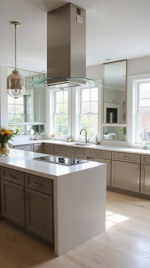 48 Kitchen Without Upper Cabinets Ideas That Feel Open - 31. Mirror Accents