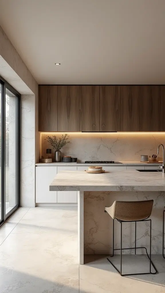 48 Kitchen Without Upper Cabinets Ideas That Feel Open - 35. Natural Stone Countertops