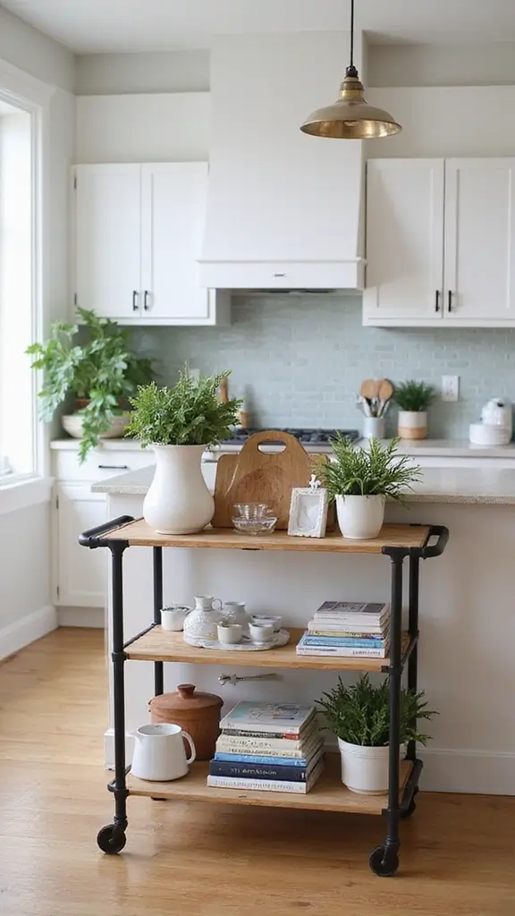 48 Kitchen Without Upper Cabinets Ideas That Feel Open - 5. Stylish Kitchen Carts
