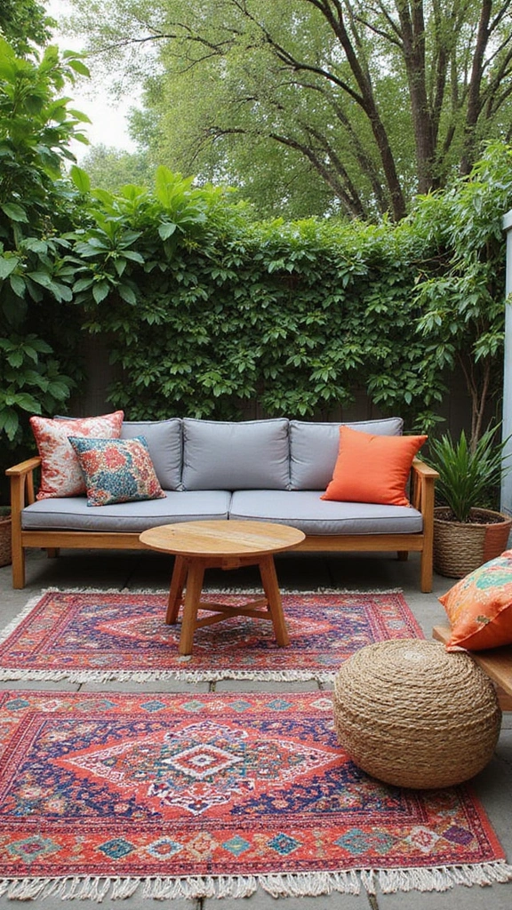 48 Modern Moroccan Interior Design Ideas That Inspire - 10. Colorful Outdoor Rugs