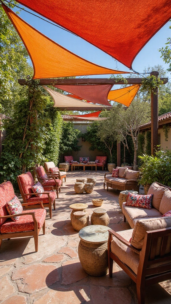 48 Modern Moroccan Interior Design Ideas That Inspire - 19. Moroccan-Inspired Shade Structures