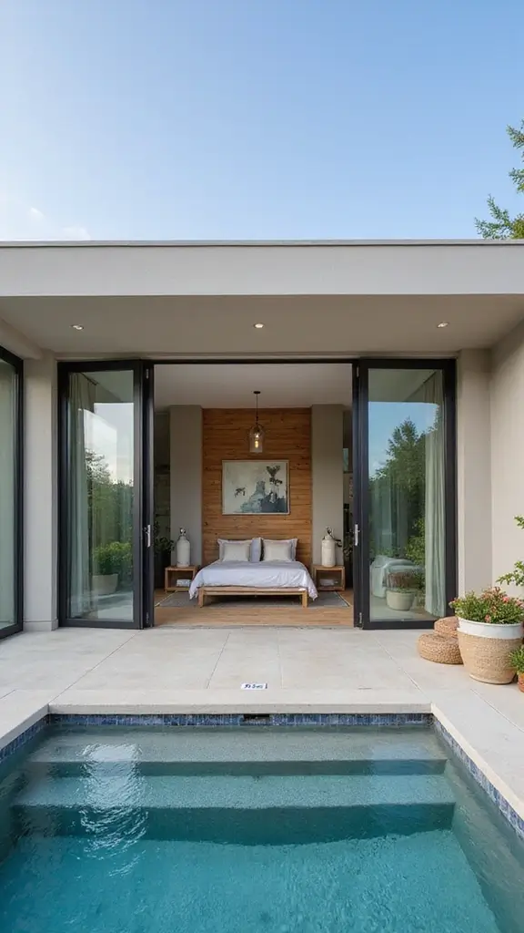 48 Pool House with Bedroom Design Ideas That Feel Luxe - 11. Open Concept Elegance