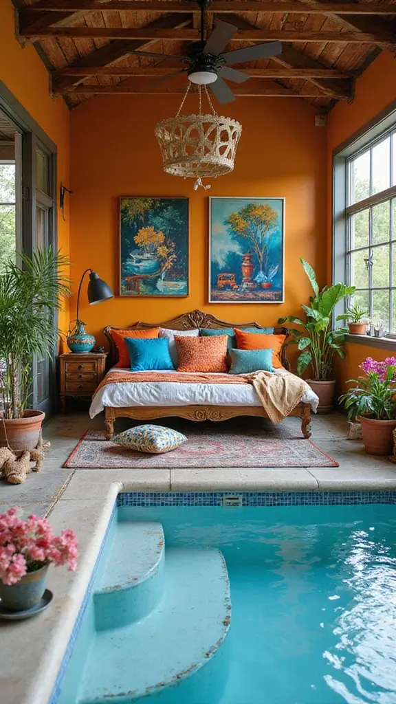 48 Pool House with Bedroom Design Ideas That Feel Luxe - 13. Artistic Expression