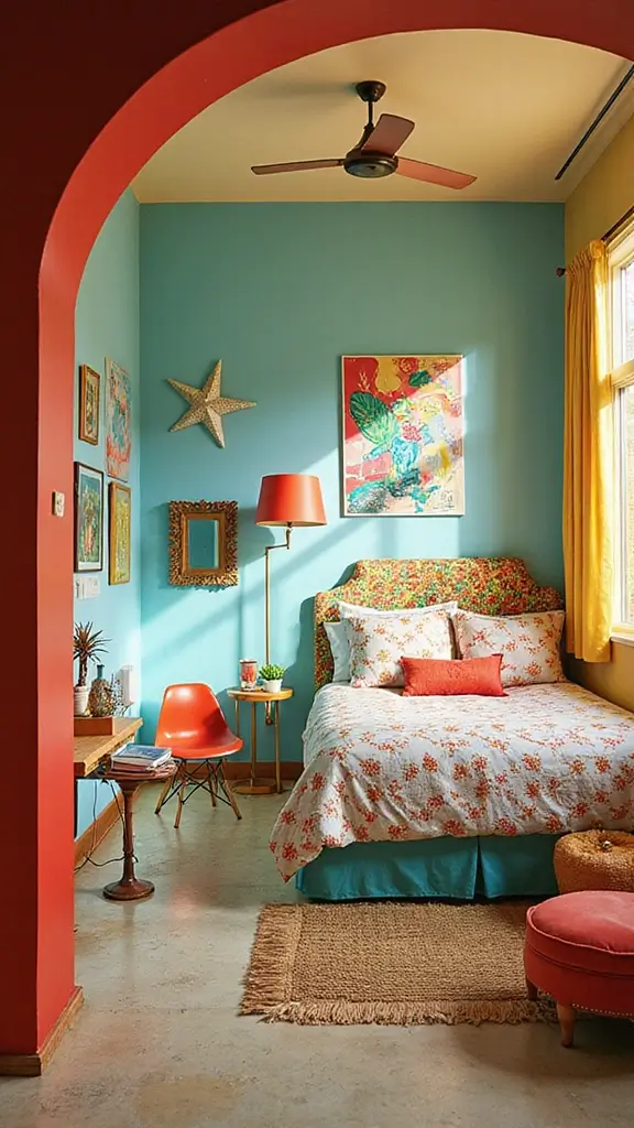 48 Pool House with Bedroom Design Ideas That Feel Luxe - 19. Retro Pop