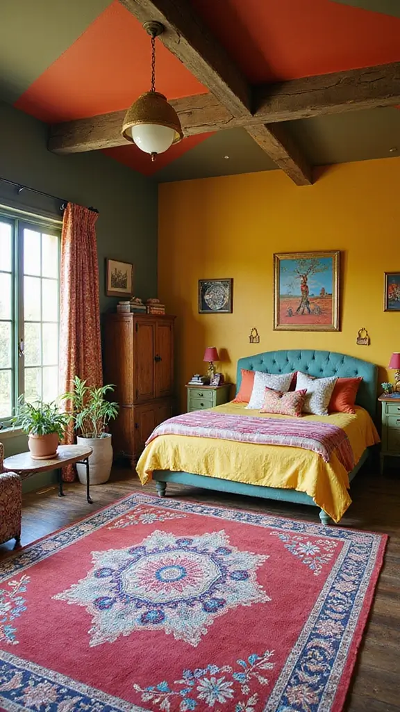 48 Pool House with Bedroom Design Ideas That Feel Luxe - 34. Bold Eclectic Mix