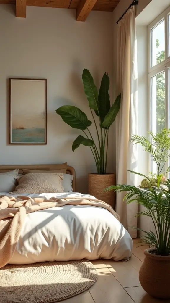 48 Rectangle Bedroom Layout Ideas That Feel Balanced - 14. Nature-Inspired Retreat