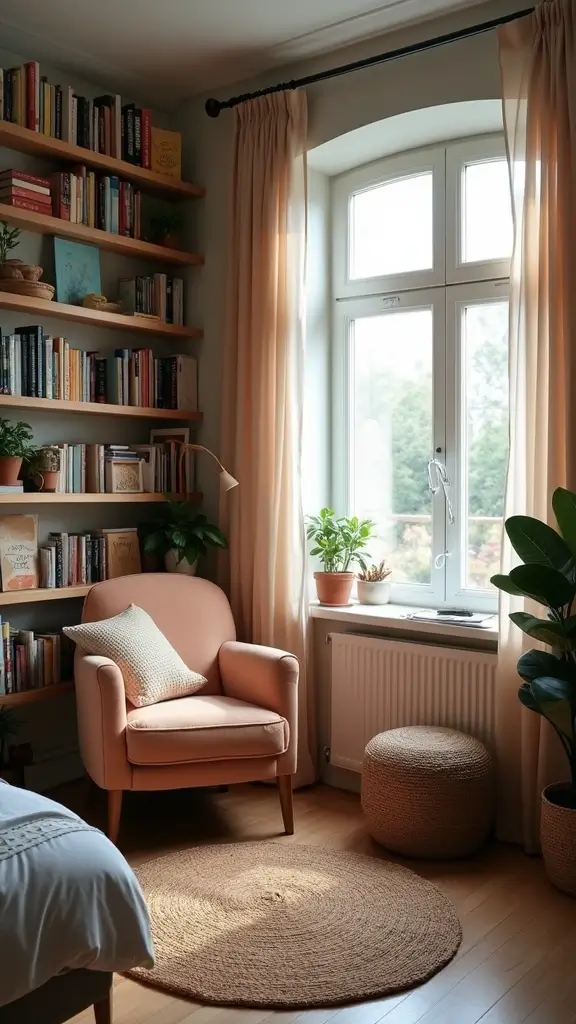 48 Rectangle Bedroom Layout Ideas That Feel Balanced - 2. Cozy Nook with Reading Corner