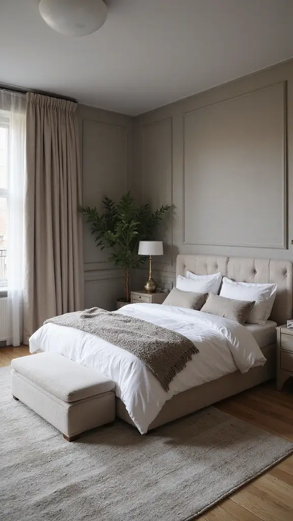 48 Rectangle Bedroom Layout Ideas That Feel Balanced - 21. Monochrome Magic