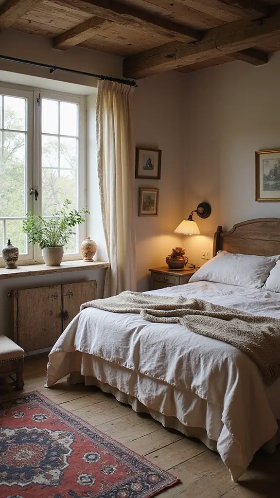 48 Rectangle Bedroom Layout Ideas That Feel Balanced - 24. Charming Cottage Feel