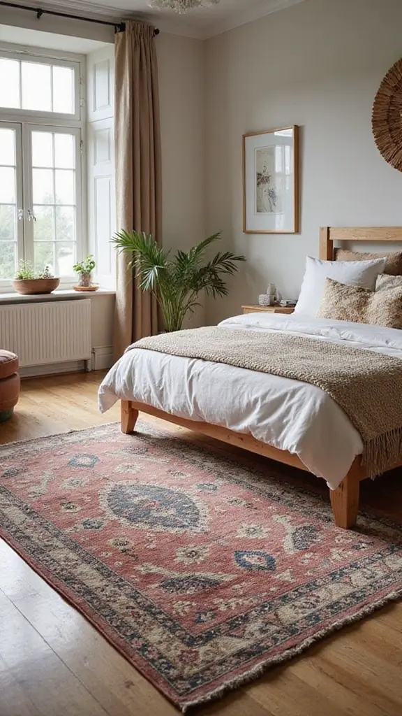 48 Rectangle Bedroom Layout Ideas That Feel Balanced - 35. Layering Rugs