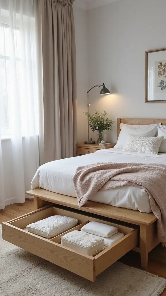 48 Rectangle Bedroom Layout Ideas That Feel Balanced - 42. Under-Bed Drawers for Storage