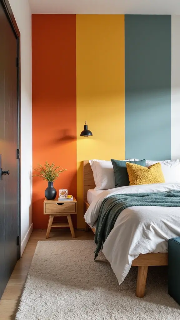 48 Rectangle Bedroom Layout Ideas That Feel Balanced - 47. Clever Use of Color Blocking