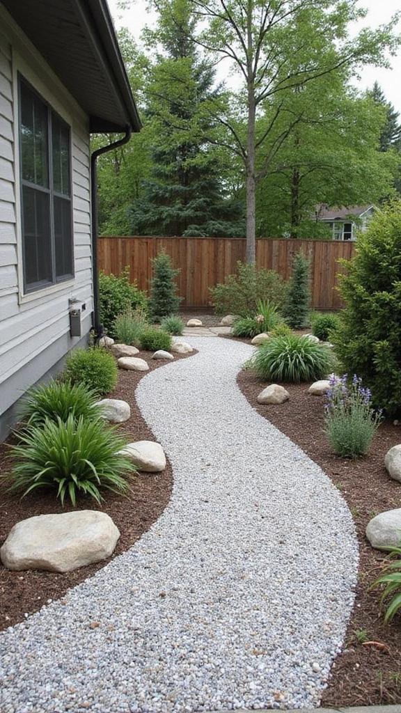48 Terraced House Front Garden Ideas That Feel Charming - 13. Decorative Gravel: A Stylish Ground Cover