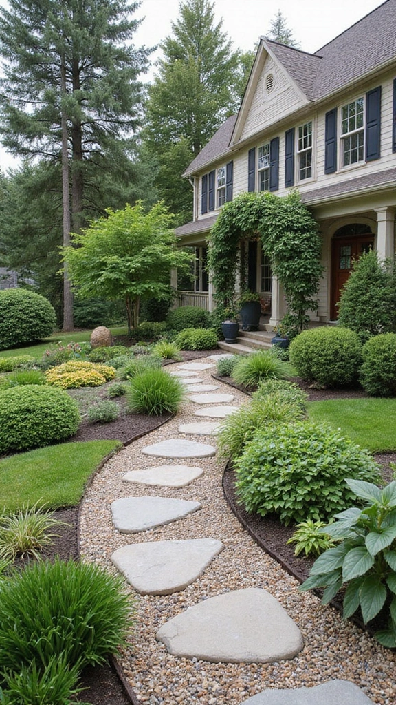 48 Terraced House Front Garden Ideas That Feel Charming - 18. Artistic Path Borders: Creative Edging