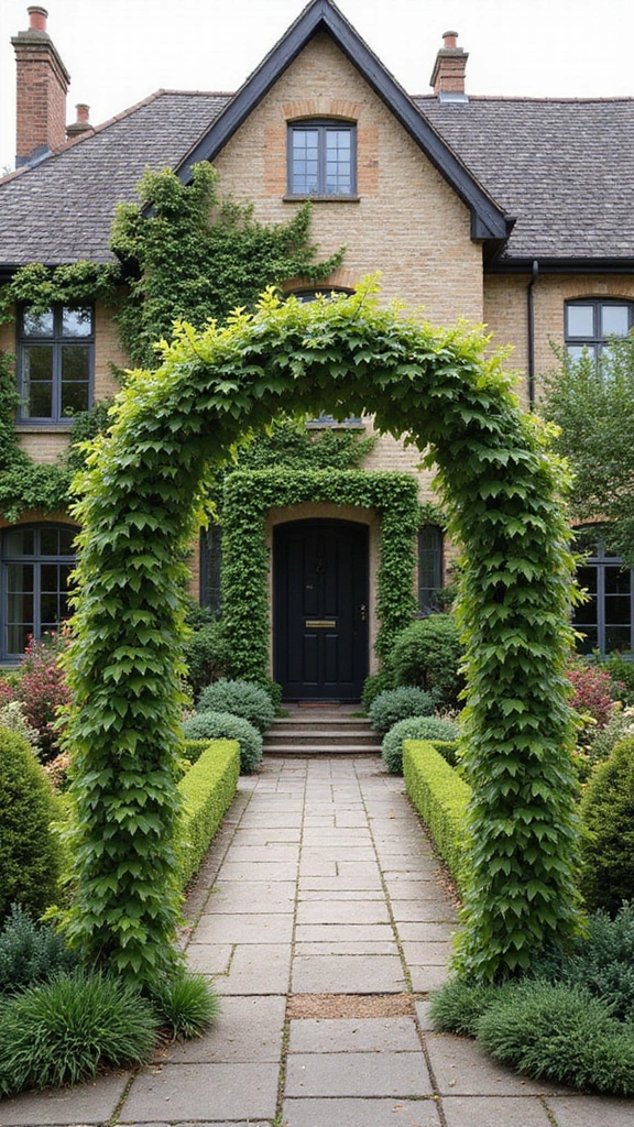 48 Terraced House Front Garden Ideas That Feel Charming - 20. Front Garden Arches: An Elegant Entry