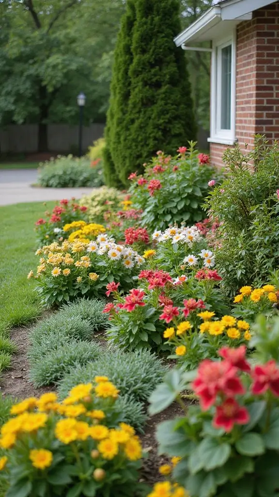 48 Terraced House Front Garden Ideas That Feel Charming - 24. Seasonal Plants: Year-round Interest