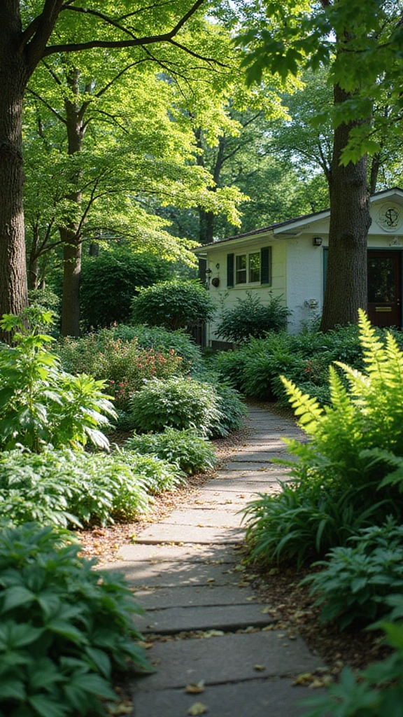 48 Terraced House Front Garden Ideas That Feel Charming - 25. Shade-loving Plants: Under the Canopy