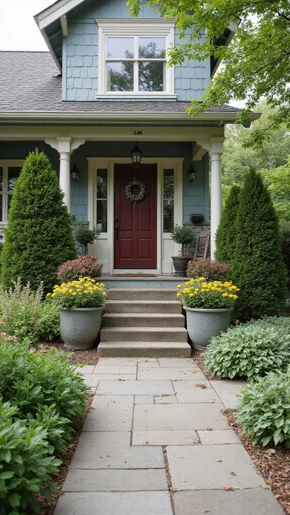 48 Terraced House Front Garden Ideas That Feel Charming - 27. Color Themes: Harmonious Garden Aesthetics