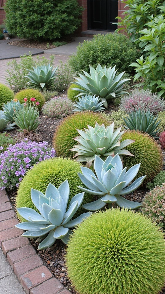 48 Terraced House Front Garden Ideas That Feel Charming - 31. Succulent Gardens: Low-Maintenance Beauty