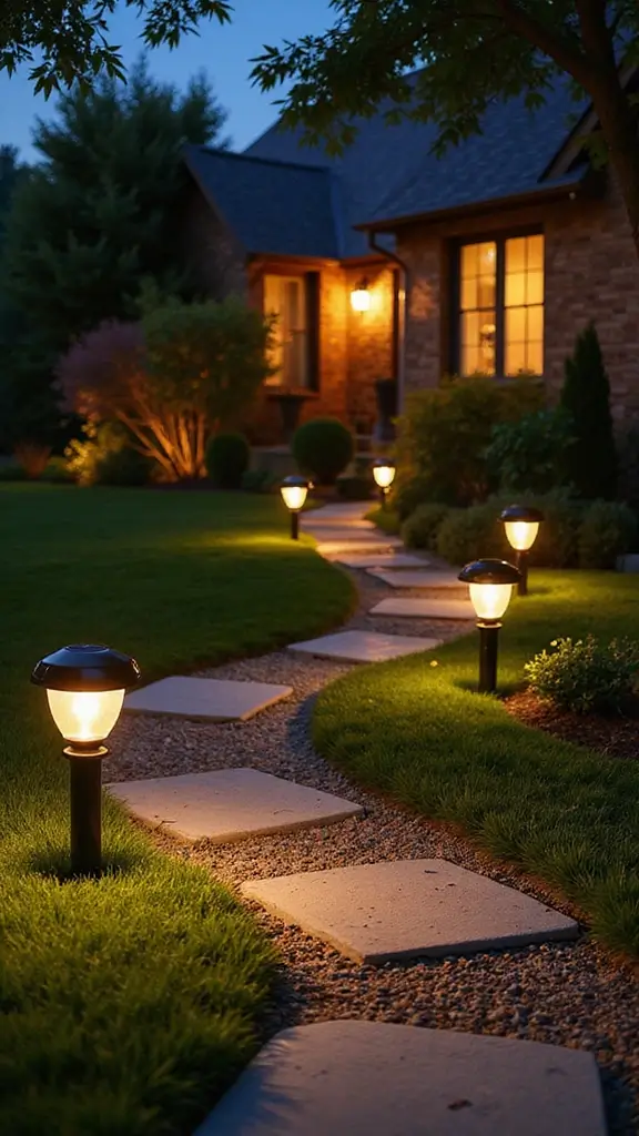 48 Terraced House Front Garden Ideas That Feel Charming - 34. Garden Path Lighting: Nighttime Charm