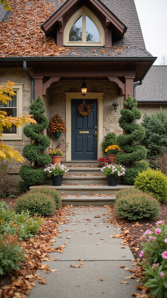 48 Terraced House Front Garden Ideas That Feel Charming - 36. Seasonal Decor: Embracing Change