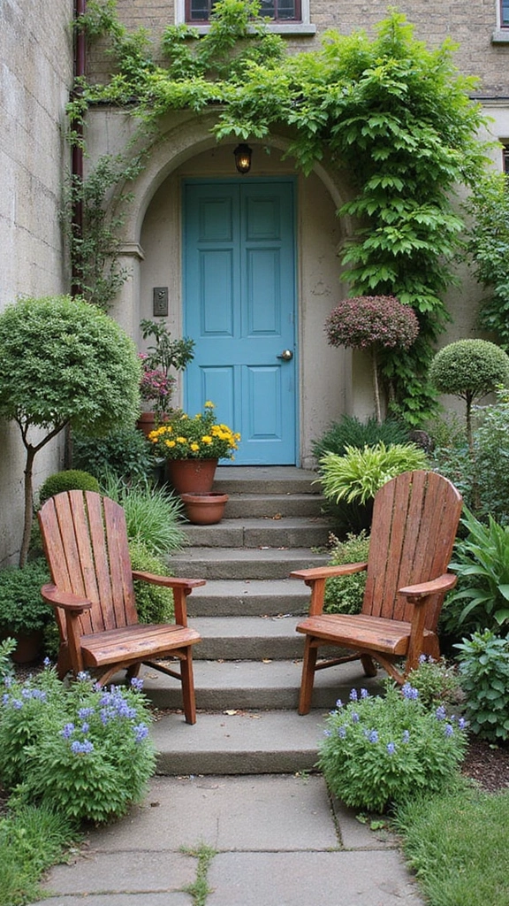 48 Terraced House Front Garden Ideas That Feel Charming - 37. Repurposed Furniture: Quirky Character