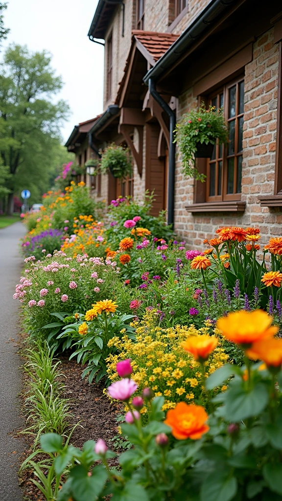 48 Terraced House Front Garden Ideas That Feel Charming - 5. Colorful Flower Beds: A Burst of Cheer