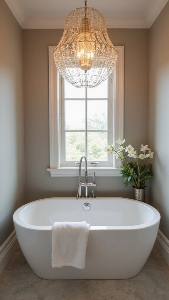 49 Bathroom Remodel with Tub Ideas That Feel Fresh - 19. Statement Lighting
