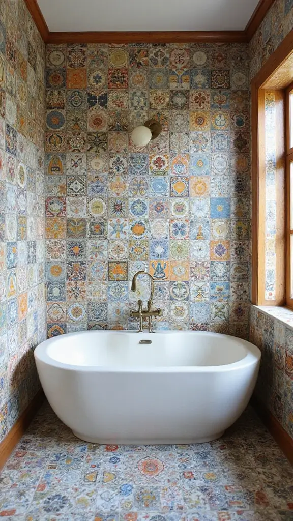 49 Bathroom Remodel with Tub Ideas That Feel Fresh - 29. Artistic Tiles
