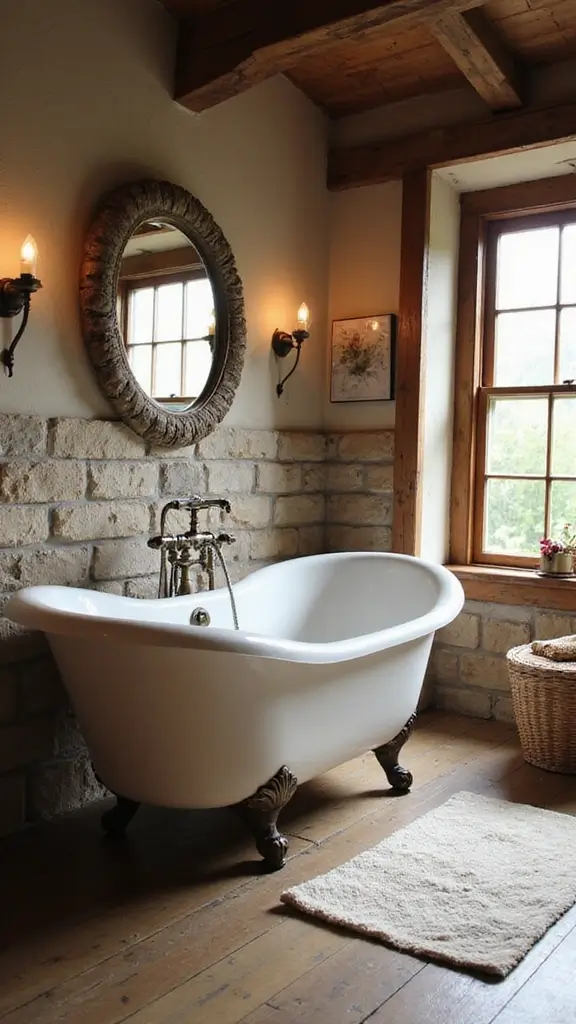 49 Bathroom Remodel with Tub Ideas That Feel Fresh - 3. Rustic Farmhouse Charm