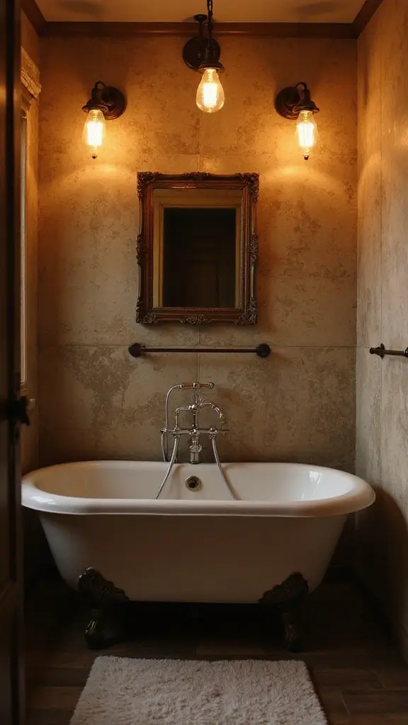 49 Bathroom Remodel with Tub Ideas That Feel Fresh - 38. Vintage Lighting Fixtures