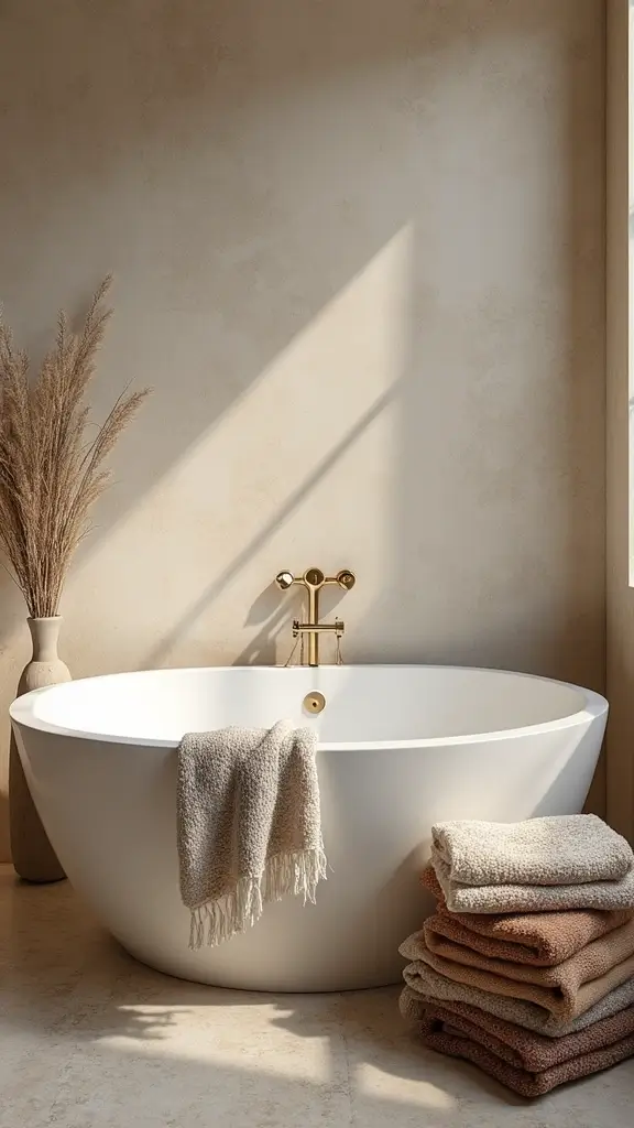 49 Bathroom Remodel with Tub Ideas That Feel Fresh - 46. Layered Textiles