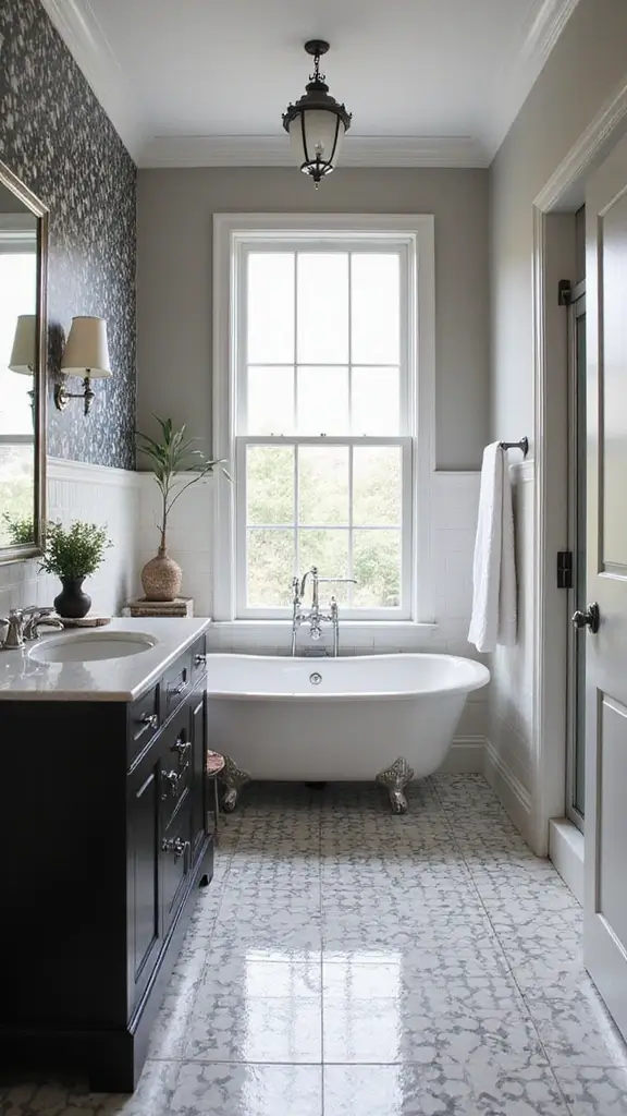 49 Bathroom Remodel with Tub Ideas That Feel Fresh - 47. Timeless Black and White