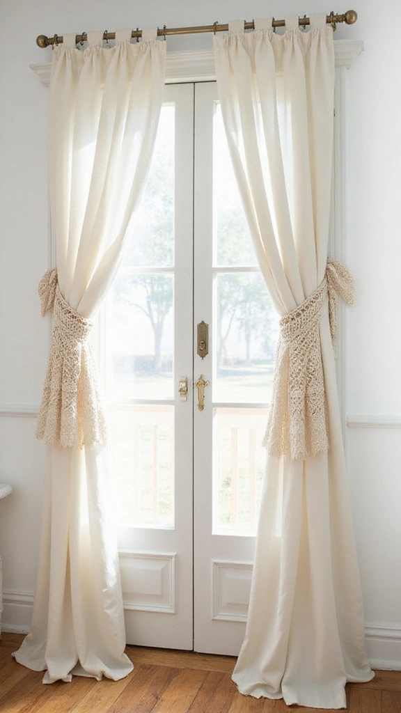 49 DIY Crochet Home Decor Ideas That Look Adorable - 14. Delicate Crochet Curtain Ties