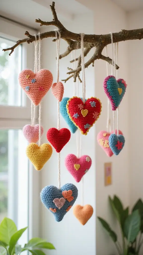 49 DIY Crochet Home Decor Ideas That Look Adorable - 16. Decorative Crochet Hearts