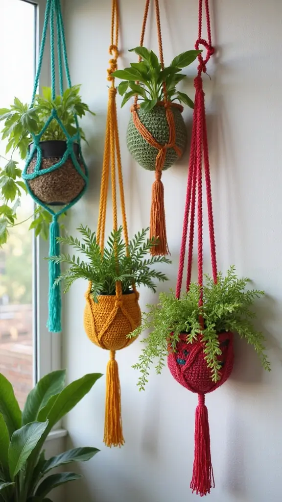 49 DIY Crochet Home Decor Ideas That Look Adorable - 2. Adorable Crochet Plant Hangers